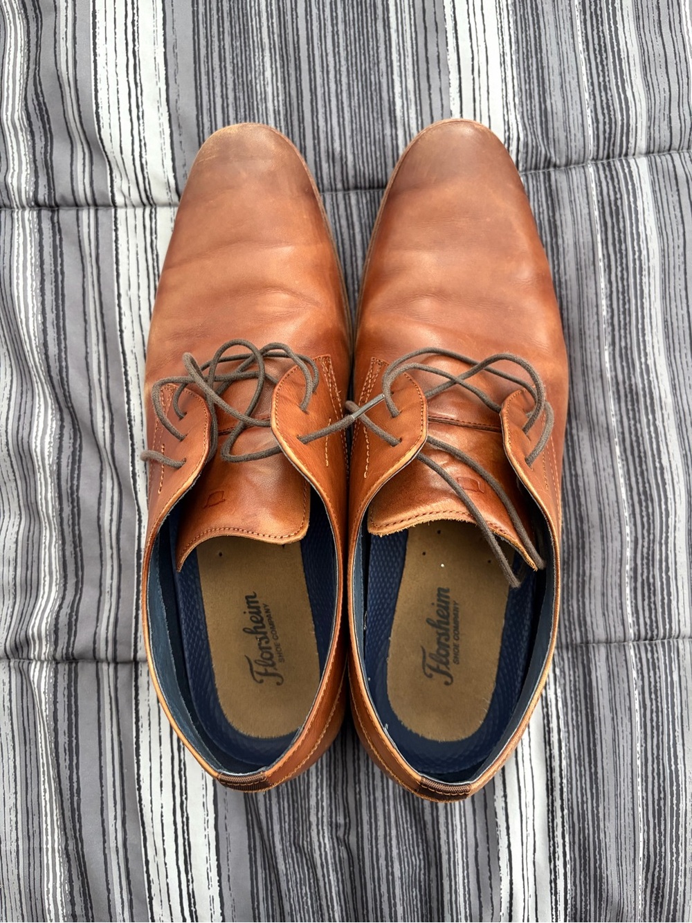 Florsheim Tan Leather Derby Lace-Up Shoes
